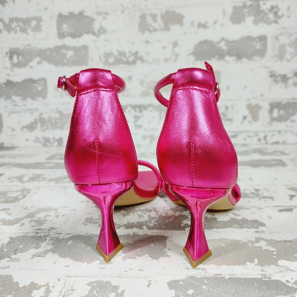 Marc Fisher Derine Barbie Pink Buckle Ankle Strap Heeled Sandals X92 - Picture 7 of 11